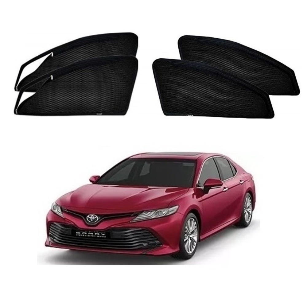 Premium Magnetic Curtain with Zipper for Camry - black