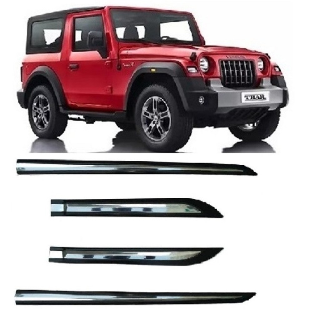 Shop for Car Door Side Beading For Thar - Silver & Black Color