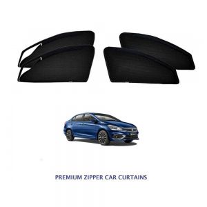Premium Magnetic Curtain with Zipper for Ciaz  - black