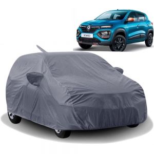Body Cover for Kwid Water Resistant Polyester Fabric with Mirror Pocket Slots_Grey 