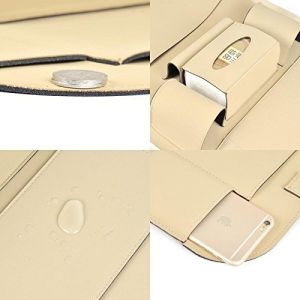Moto Shield Deluxe Car Seat Organizer – Multi-Pocket PU Leather Storage Bag for Phones, Bottles, Tissues & Umbrella (Beige)