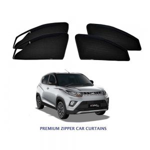 Premium Magnetic Curtain with Zipper for KUV 100  - Black